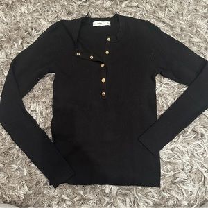 Black zara button up sweater